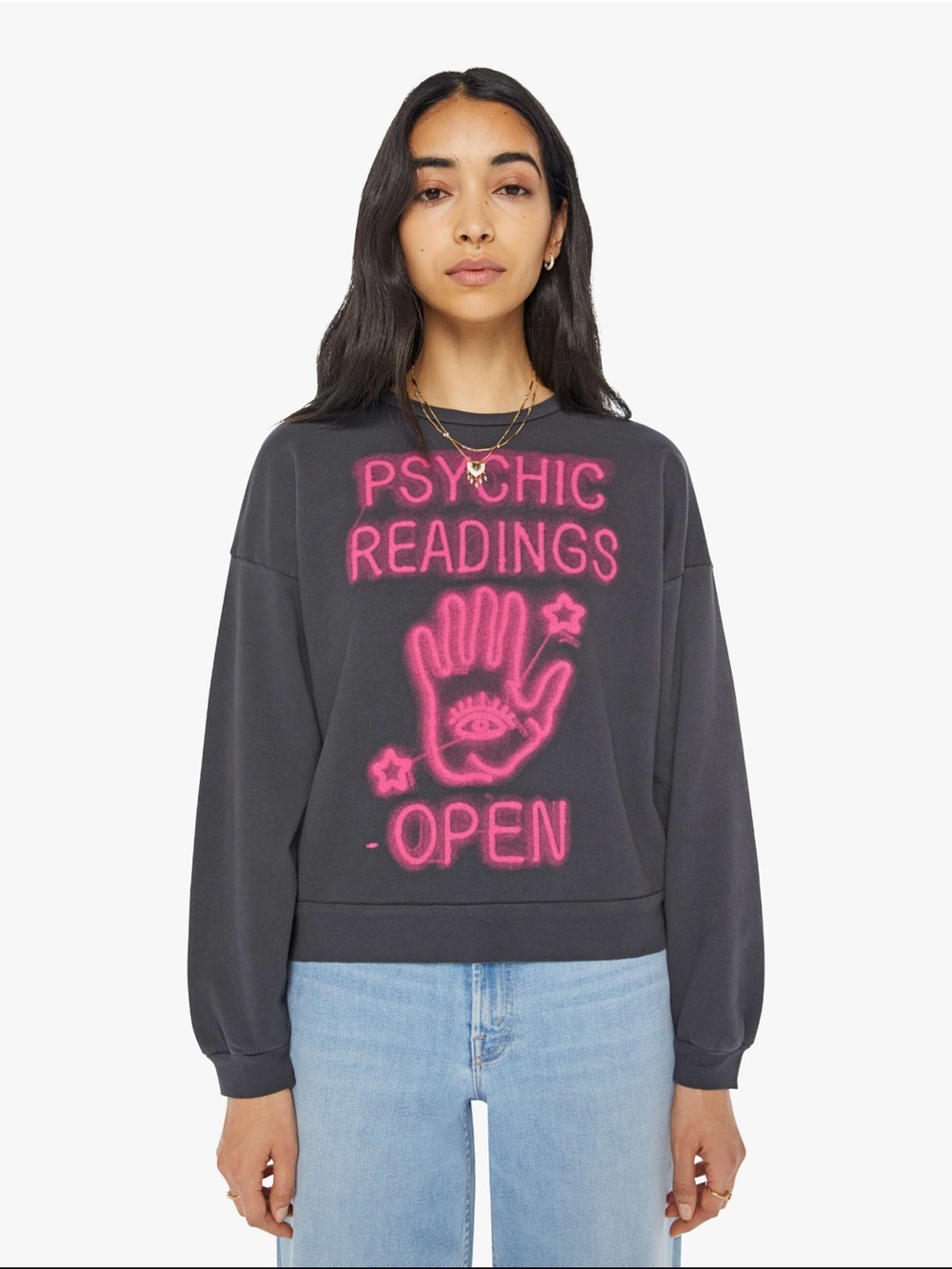 MOTHER The Drop Square Psychic Readings Graphic Sweatshirt Black S